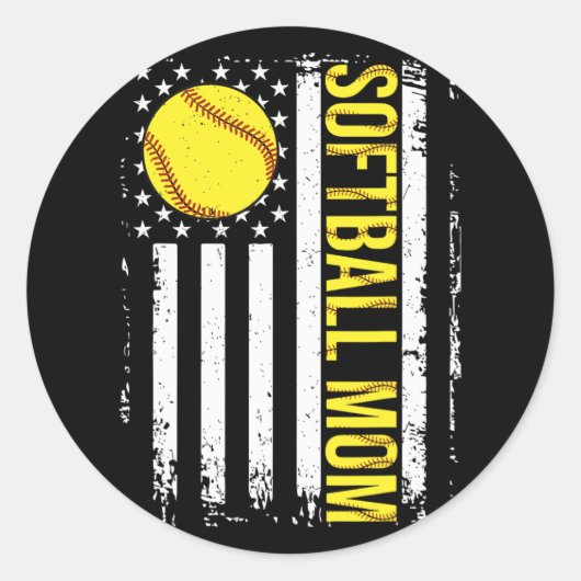 Flag Softbal Team Softbal Moeder Moederdag Vrouwen Ronde Sticker (Voorkant)