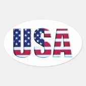 Flag USA Letters Ovale Sticker (Voorkant)