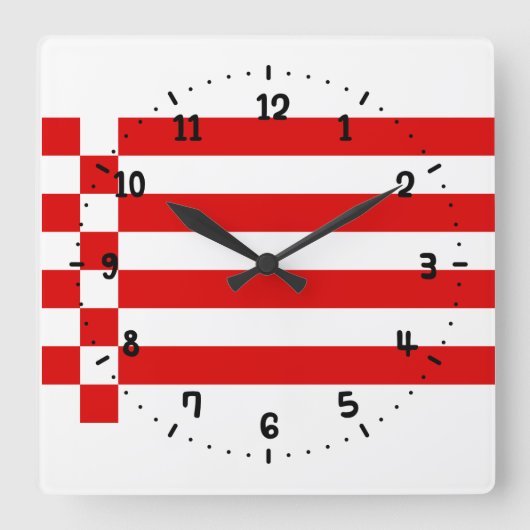 Flag van Bremen Square Wall Clock Vierkante Klok (Voorkant)