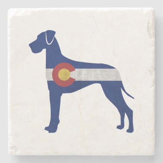 Flag van Dane Dog Silhouette Colorado Stenen Onderzetter (Voorkant)