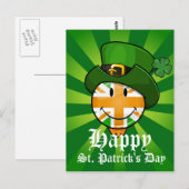 Flag van Happy Iish Union Jack in een Pet van Lepr Briefkaart (Voorkant / Achterkant)