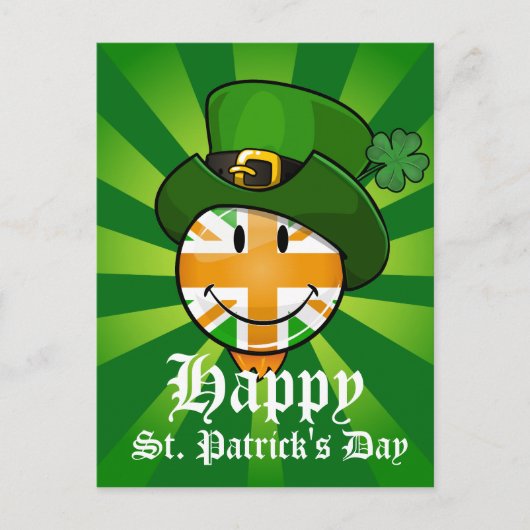 Flag van Happy Iish Union Jack in een Pet van Lepr Briefkaart (Voorkant)