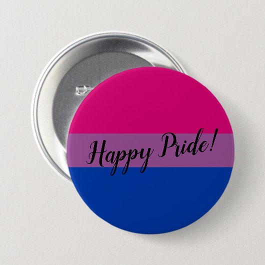 Flag van Happy Pride Bisexual Ronde Button 7,6 Cm (Voorkant /achterkant)