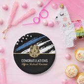 Flag van politieacademie Gefeliciteerd Afstuderen Papieren Bordje (Feest)