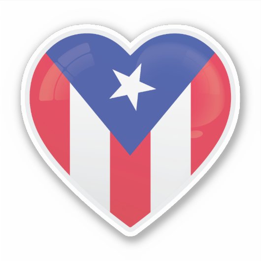 Flag van Puerto Rico Love Sticker (Voorkant)