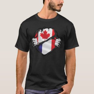 Flag voor Franse Canadese handpalen geroosterde ro T-shirt