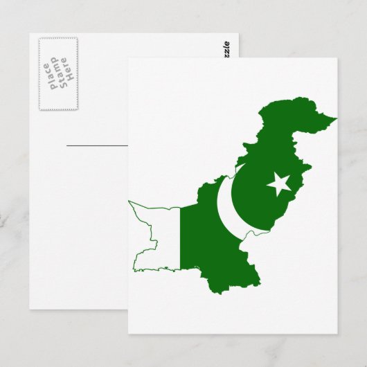 Flag voor Pakistan Map Briefkaart (Voorkant / Achterkant)