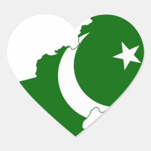 Flag voor Pakistan Map Hart Sticker