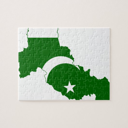 Flag voor Pakistan Map Legpuzzel (Horizontaal)