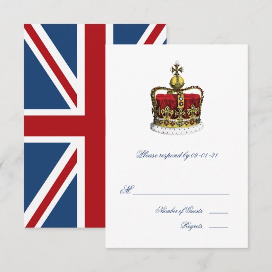 Flag Wedding RSVP tussen Kroon en EU-vlag (Voorkant / Achterkant)