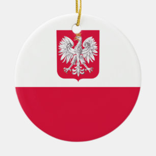 Flaga Polski - Poolse vlag met wapenstilstand Keramisch Ornament