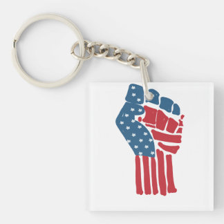 Flagge USA auf einer angehobenen geballten Faust  Sleutelhanger
