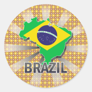 Flagkaart 2.0 voor Brazilië Ronde Sticker