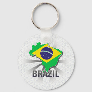 Flagkaart 2.0 voor Brazilië Sleutelhanger
