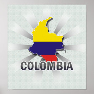 Flagkaart 2.0 voor Colombia Poster