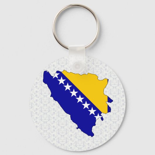 Flagkaart van Bosnië en Herzegovina, volledig form Sleutelhanger (Voorkant)