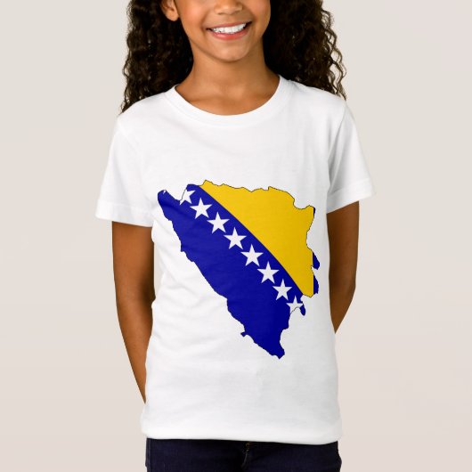 Flagkaart van Bosnië en Herzegovina, volledig form T-shirt (Voorkant)