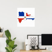 Flagkaart van de Dominicaanse Republiek, volledig  Poster (Thuiskantoor)