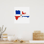 Flagkaart van de Dominicaanse Republiek, volledig  Poster (Keuken)