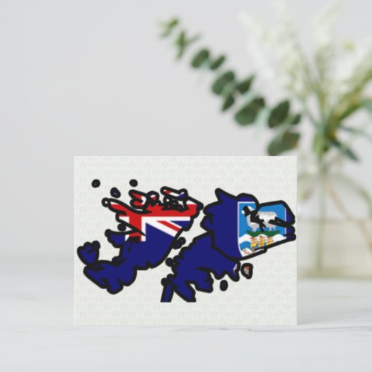 Flagkaart van de Falklandeilanden, volledige groot Briefkaart (Staand voorkant)