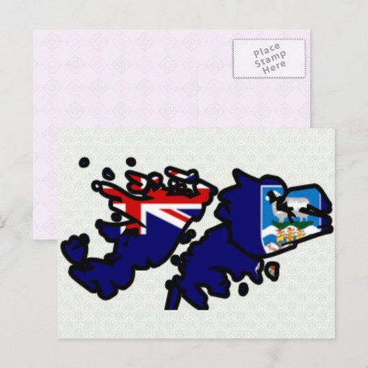 Flagkaart van de Falklandeilanden, volledige groot Briefkaart (Voorkant / Achterkant)