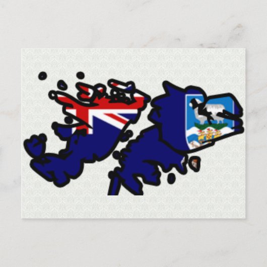 Flagkaart van de Falklandeilanden, volledige groot Briefkaart (Voorkant)