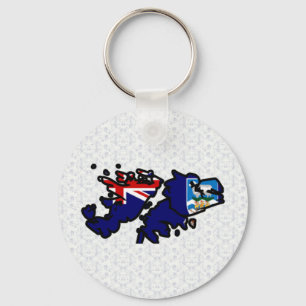 Flagkaart van de Falklandeilanden, volledige groot Sleutelhanger