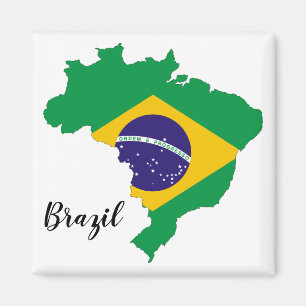 Flagkaart voor Brazilië Magneet