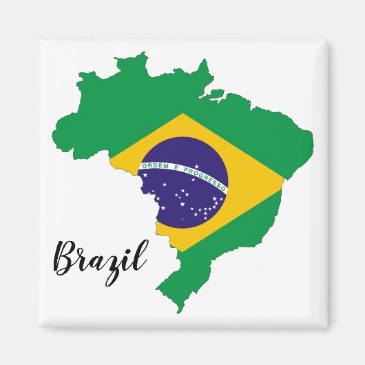 Flagkaart voor Brazilië Magneet (Voorkant)