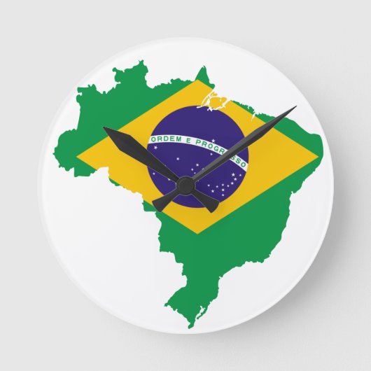 Flagkaart voor Brazilië Ronde Klok (Voorkant)