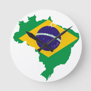 Flagkaart voor Brazilië Ronde Klok