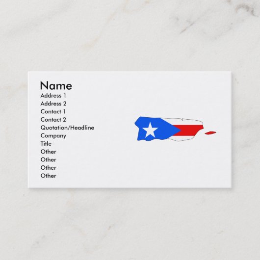 Flagkaart voor Puerto Rico Visitekaartje (Voorkant)