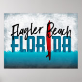 Flagler Beach Florida Surfboard Surfing Poster (Voorkant)