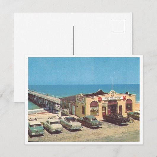 Flagler Beach, Florida  visserspier jaren '50 Briefkaart (Voorkant / Achterkant)
