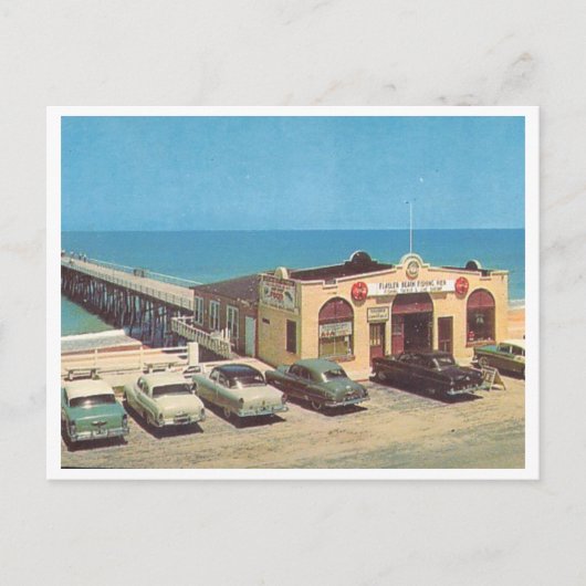 Flagler Beach, Florida  visserspier jaren '50 Briefkaart (Voorkant)