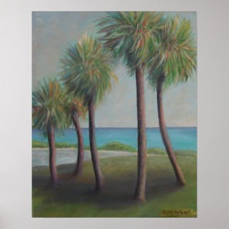 FLAGLER BEACH PALMS POSTER