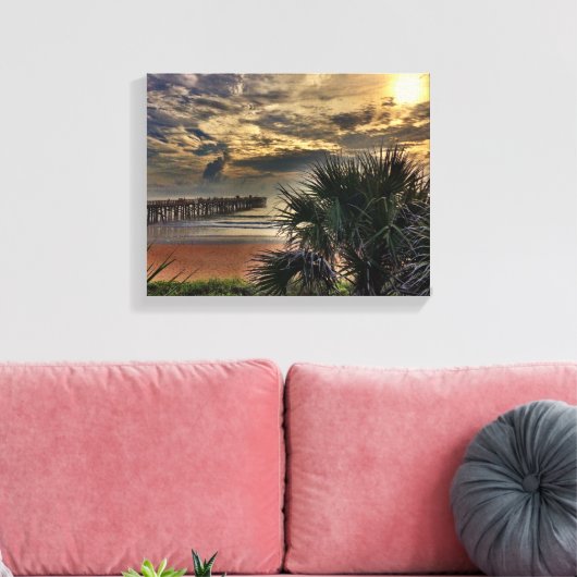Flagler Beach Pier op Canvas. Canvas Afdruk (Insitu (Woonkamer))