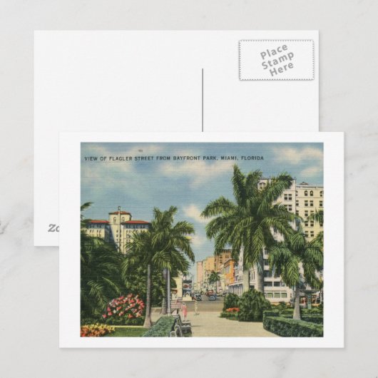 Flagler St., Miami, Florida  Briefkaart (Voorkant / Achterkant)