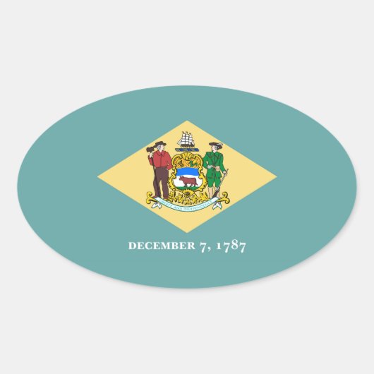 Flagontwerp van de Dell-staat Ovale Sticker (Voorkant)