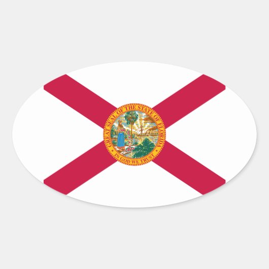 Flagontwerp van de staat Florida Ovale Sticker (Voorkant)
