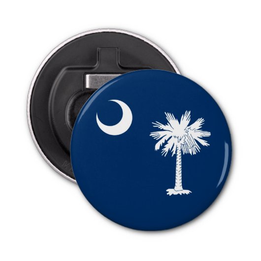 Flagontwerp voor de staat South Carolina Button Flesopener (Voorkant)