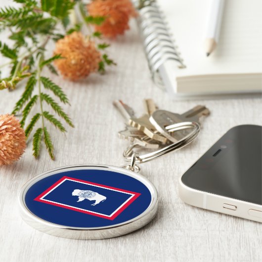 Flagontwerp Wyoming State Sleutelhanger (Zijkant)