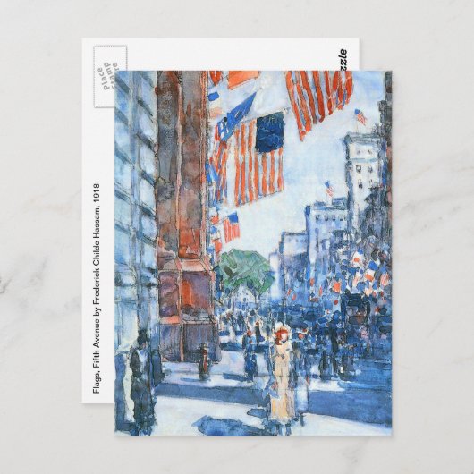 Flags 5e avenue van Childe Hassam, Kunst Briefkaart (Voorkant / Achterkant)