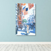 Flags 5e avenue van Childe Hassam,  Kunst Canvas Afdruk (Insitu (Houten vloer))