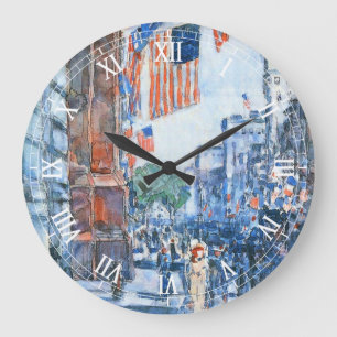 Flags 5e avenue van Childe Hassam,  Kunst Grote Klok
