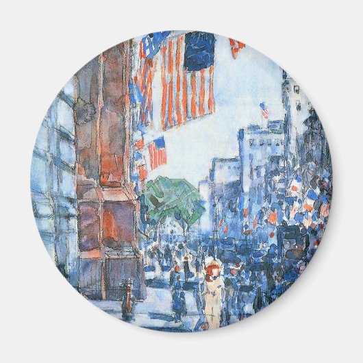Flags 5e avenue van Childe Hassam,  Kunst Magneet (Voorkant)