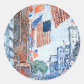 Flags 5e avenue van Childe Hassam,  Kunst Ronde Sticker (Voorkant)