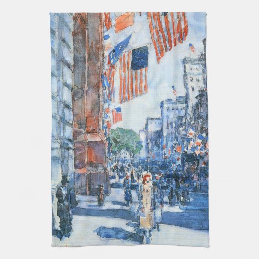 Flags 5e avenue van Childe Hassam,  Kunst Theedoek (Verticaal)