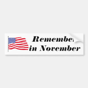 flags-american-waving-in-the-wind, Herinnering N.. Bumpersticker