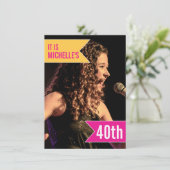 Flags felroze gele foto 40e verjaardag kaart (Staand voorkant)